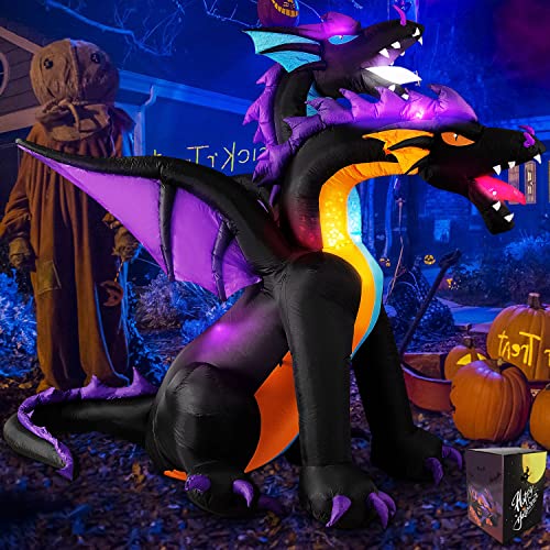 Inflatable 7 ft Giant Fire & Ice 2 Headed Dragon