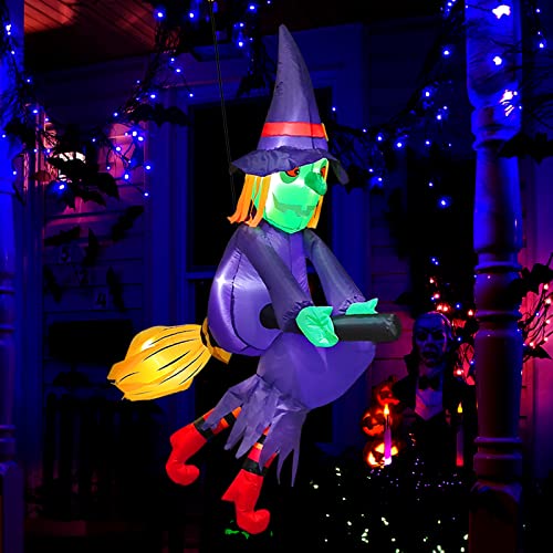 Inflatable 5 ft Flying Witch with LED Lights