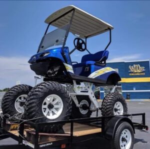 golf cart on 5x8 trailer