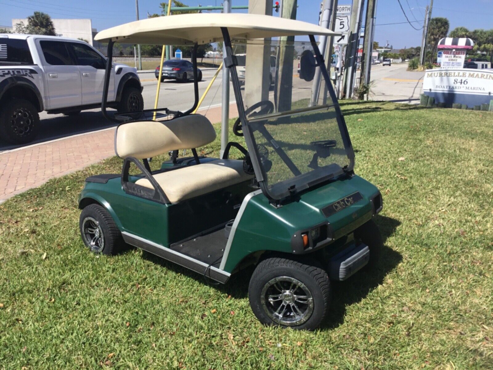 2003 green club car ds golf cart 36v with canopy lights charger